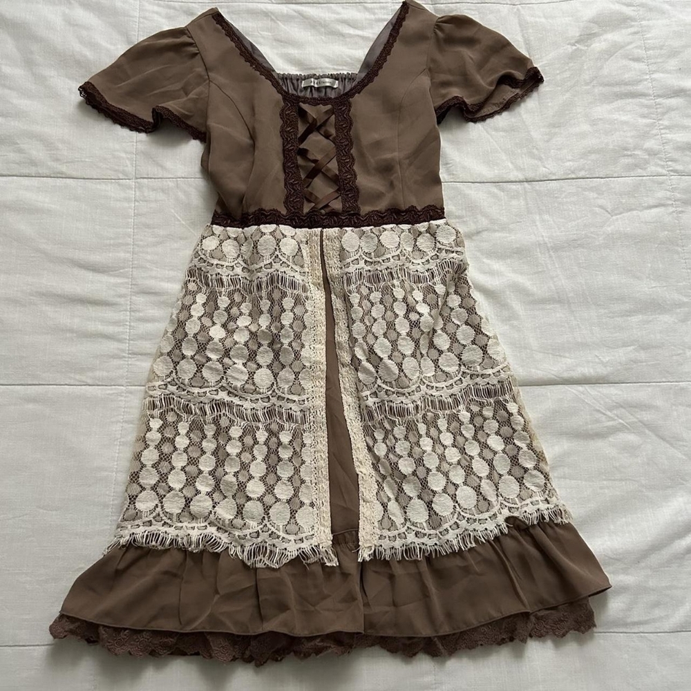 Charming Brown and Cream Kids Dress